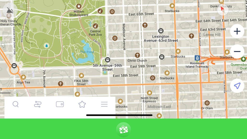 New York (tra Central Park e la 5th Avenue) su Maps.me